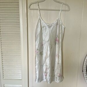 White Satin Floral Slip Dress